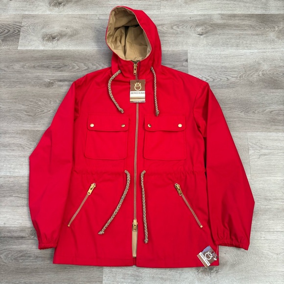 NOS Vintage 1960s 70s Zero King Red Outdoor Hooded Jacket Talon Zipper Rare